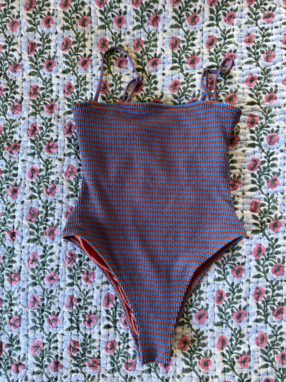 Billabong Orange and Blue Striped One-Piece